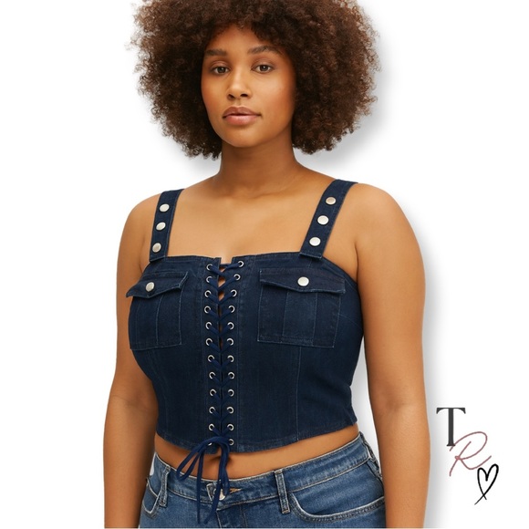 Ivin Ivin NWT Denim Bustier Crop Top T. Swift Inspired Coquette Girl Size L - Picture 1 of 13